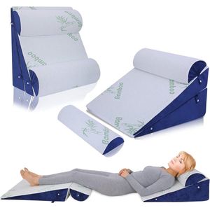 Verstelbare Bed Wedge Kussen Set - Lichtgroen - 4 STKS - 100% Memory Foam