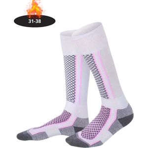Livano Skisokken Kinderen - Ski Sokken - Warme Sokken - Lange Huissokken - Thermo - Compressie - Wit - 31-41