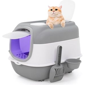 Kattentoilet, ultragroot, volledig gesloten kattenbak met automatische zandkooi, eenvoudig te reinigen, deodoriseren, licht, spatwaterdicht, kattenbak voor katten tot 15 kg