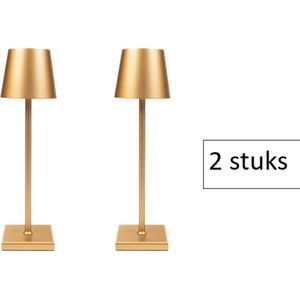 2x Gouden Tafellampen - Dimbaar - Oplaadbaar - 3 Standen - Touch bediening - Goud - Tafellamp - 2 stuks