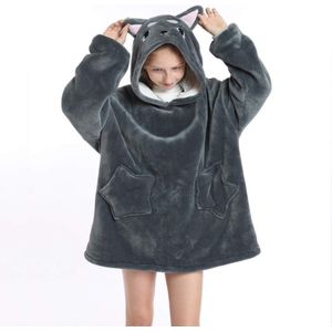 || KIDS || Hoodie Blanket || oversized deken | | capuchon deken || winter trui || Slaapkleding || Cat Grey || ||