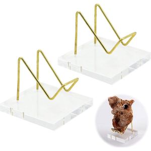 Verzamelstukken display - acryl mini helder kaartstandaard voor minerale agaat koraal - decoratieve houder voor zakhorloges capsules medailles 2 stuks .