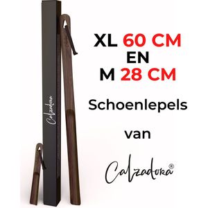 Calzadora® Schoenlepel Lang Combi - 60cm & 28cm lang - Schoentrekker - Duurzaam, sterk en prachtig - Set van 2 - Combi Lange Schoenlepel