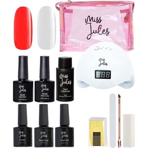 Miss Jules® BIAB Starter Pakket – Builder in a Bottle – BIAB Nagel Builder Gel – BIAB Nagellak Starterset - HEMA & TPO Free - Inclusief 48W UV/LED Lamp, Nail Cleanser & Instructievideo (NL)