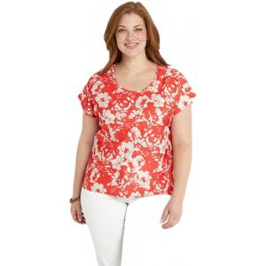 T-shirt met korte mouwen, effen of met bloemenprint