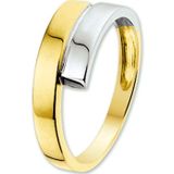 Ring - Bicolor - Wit- en Geelgouden Ring - Gepolijst - Voor Dames