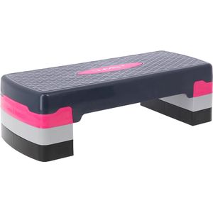 HMS Aerobic stepbank | 3 traps | Fitness step verstelbaar | Aerobics stepper | Roze