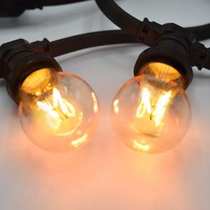 LumenXL lichtsnoer voor buiten 100 meter 100 fittingen - 4 watt 2000K LED filament lampen - grote kap - IP44 dimmer
