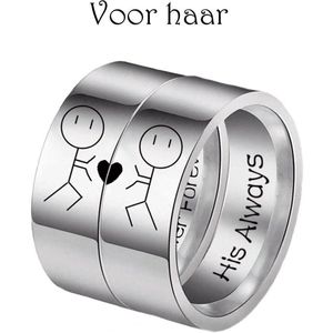 Zoëies titanium ring voor haar her forever zilverkleurig 17 mm