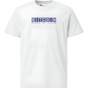 Bitcoin T-shirt Store of Value - Unisex - 100% Biologisch Katoen - Kleur Wit- Maat 2XL | Bitcoin cadeau| Crypto cadeau| Bitcoin T-shirt| Crypto T-shirt| Crypto Shirt| Bitcoin Shirt| Bitcoin Merch| Crypto Merch| Bitcoin Kleding