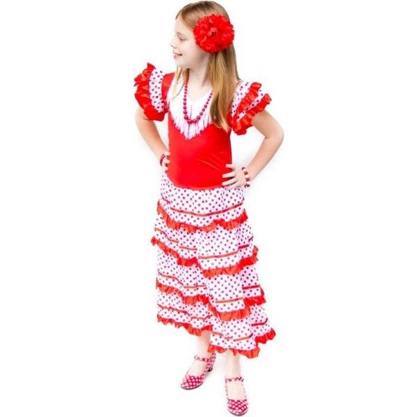 Folat - spaanse flamenco-jurk voor meisjes rood 98-116 - Cadeaus & gadgets  kopen | o.a. ballonnen & feestkleding | beslist.nl