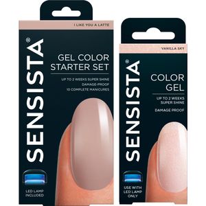 Sensista Cadeauset - I Like You A Latte - Vanilla Sky - Gellak Starterspakket - Gel nagellak - Nude - Transparant/Glitter - 7.5ML
