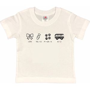 Shirt Aankondiging zwangerschap Rebus Ik word grote zus | korte mouw | wit/zwart | maat 110/116 zwangerschap aankondiging bekendmaking Baby big sis sister