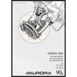 Aurora Millimeterpapier A4 Wit Houtvrij 210x297 mm - 90 g - 50 vellen - Bruin