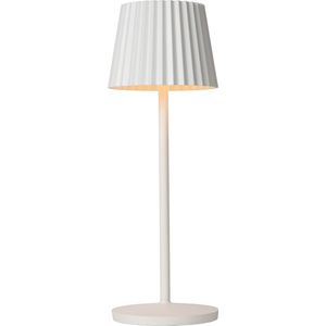 Lucide JUSTINE - Oplaadbare Tafellamp Binnen/Buiten - Accu/Batterij - LED Dimb. - 1x2W 2700K - IP54 - Met draadloos oplaadstation - Wit