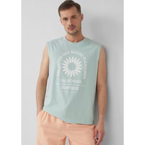 s.Oliver - Shirt - Pastelblauw/Natuurwit - Mouwloos - Losse Pasvorm