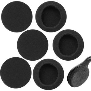 6 x vervangende schuimrubberen oorkussens voor hoofdtelefoon, diameter 5 cm, afdekking voor hoofdtelefoon van zacht schuim, zwart