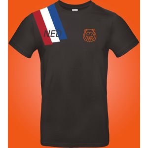 Ek shirt met leeuw NED - zwart - Heren - Korte mouwen - Maat XXL