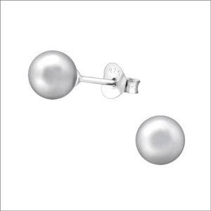 Aramat jewels ® - Zilveren pareloorbellen licht grijs 925 zilver 6mm