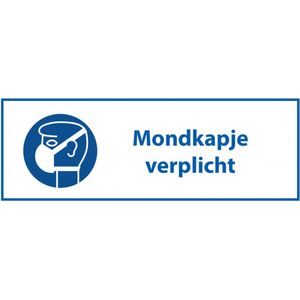 Mondkapje verplicht bord met tekst - kunststof 280 x 105 mm