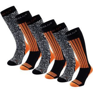 Poederbaas Skisokken - 6 paar - Oranje - Maat 35/38