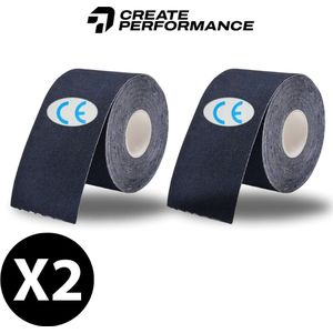 CREATE PERFORMANCE - Kinesiotape - Fysio Tape - Sport tape - 2 Stuks - Zwart