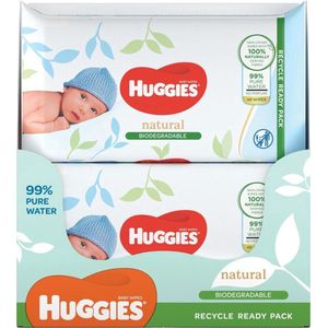 Huggies Natural Care Babydoekjes - biologisch afbreekbaar billendoekjes- Natural Biodegradable - 8 x 48 stuks