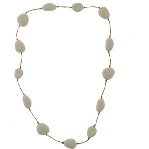 Behave Lange kralen ketting - wit crème bruin - beige - 70cm