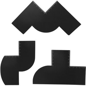 Allecto Plus - 3 kapper verfraaiingskaarten met maatindicatoren en vormgereedschap - zwart baard sjabloon voor mannen - haarstyling tool met herbruikbare kleurspray - nauwkeurige haarlijn vormen.