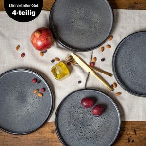 SOLID Platte borden, 4 stuks, 26 cm, aardewerk bordenset, serviesset voor het serveren