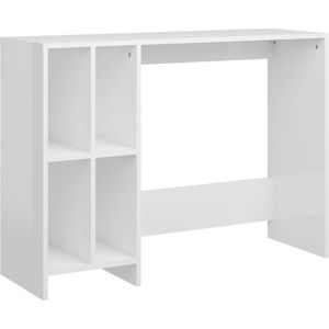 vidaXL Bureau Hoogglans Wit 102,5x35x75 cm Modern Bureau - Houten Bureau - Wit Bureau - Compact Bureau - Bureau Met Vakken