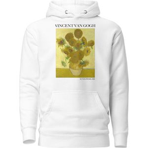 Vincent van Gogh 'Zonnebloemen' (""Sunflowers"") Beroemd Schilderij Hoodie | Unisex Premium Kunst Hoodie | Wit | XL