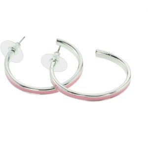 Behave Oorbellen - oorringen - oorstekers - dames - zilver kleur - roze - 3.2 cm