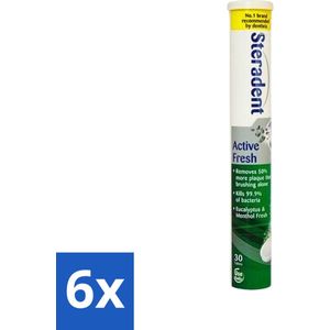 Steradent - Reinigingstabletten - Active Fresh - Voor Kunstgebitten - 30 Tabletten - Voordeelverpakking - 6 stuks