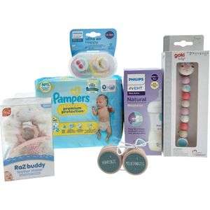 Avent Kraamcadeauset met Pampers Luiers - Drinkfles - Fopspeen - Ketting roze - Bewaardoosjes – Luxe Cadeauset | Giftbox | Perfect Geschenk voor Iedereen