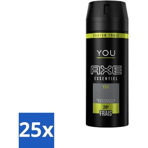 25 x Axe - Deodorant Bodyspray - 24hrs Fresh - You Essentiel - 150 ml - Axe You Essentiel - Deodorant Bodyspray - 24h Fresh - Mannelijke Deodorant - Frisse Geur