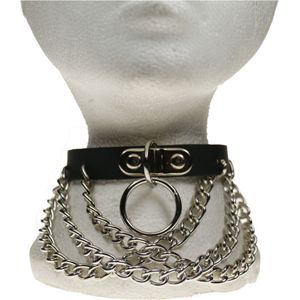 Bullet 69 Funky Punk - 1 row handle plate with overlapping chain Choker - Zwart