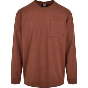 Urban Classics - Heavy Oversized Pocket Longsleeve shirt - L - Bruin