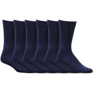 Warme sokken | Verwarmende badstofzool | Merk: Socks4Fun | Maat: 39 t/m 50 | Kleur: Blauw | 6 Paar