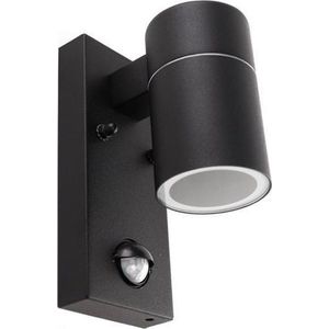 Olucia Pedro - Moderne Buiten wandlamp met bewegingssensor - RVS - Zwart
