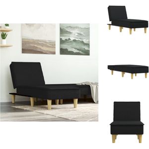 vidaXL Verstelbare Chaise Longue - Zwarte stoffen bekleding - Comfortabel en stabiel - 55x140x70cm - Chaise longue