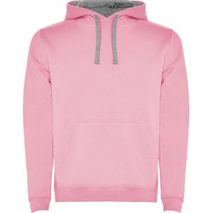 Licht roze / Heather grijs Unisex Hoodie met capuchon en koord Urban merk Roly maat XXL
