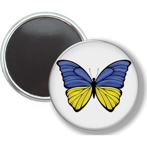 Button Met Magneet - Vlinder Vlag Oekraine - NIET VOOR KLEDING