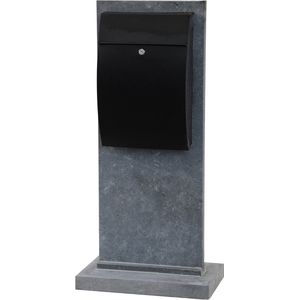 Belgische blauwsteen brievenbus op blauwsteen muur gebogen model zwart
