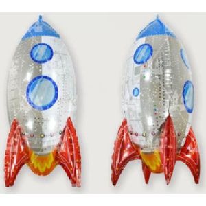 Raket Ballon - XL - 81x41cm - Thema feest - Versiering - Astronaut - Ruimte - Ruimtevaart - Ufo - Verjaardag  - Folie ballon - Ballonnen - Raket - Leeg - Helium ballon