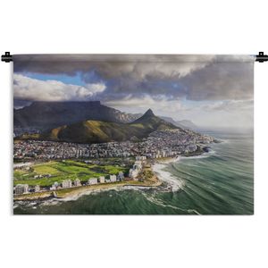 Wandkleed Tafelberg - Uitgestrekt uitzicht op Kaapstad en de Tafelberg Wandkleed katoen 180x120 cm - Wandtapijt met foto XXL / Groot formaat!
