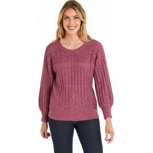 Zachte iriserende opengewerkte wollen trui in kabelbreisel