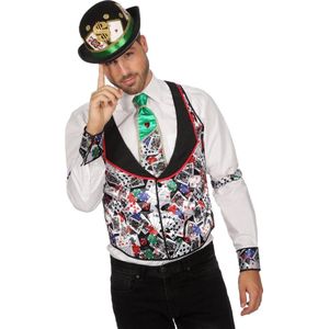 Wilbers & Wilbers - Casino Kostuum - Gilet Casino Poker Flush Man - Multicolor - Maat 48 - Carnavalskleding - Verkleedkleding