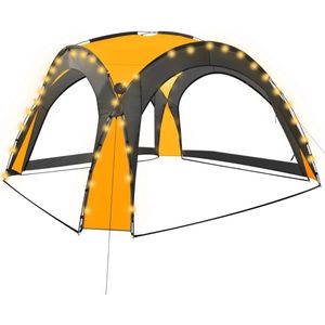 vidaXL Partytent met LED en 4 zijwanden 3,6x3,6x2,3 m geel - Feesttent - Feesttenten - Partytent - Partytenten