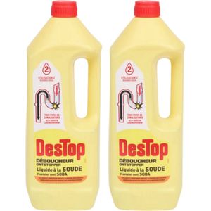 Destop ontstopper - 2 x 1 liter - Voor alle soorten pijpleidingen - Soda-vloeistof - Gemakkelijk in gebruik
